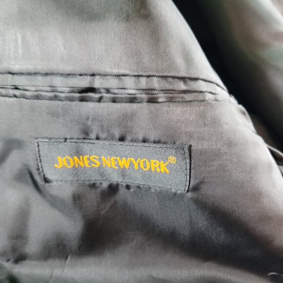 Jones New York Men's 42R Solid Black 100% Wool Blazer Sport Coat & Tie 12626 - Picture 6 of 9